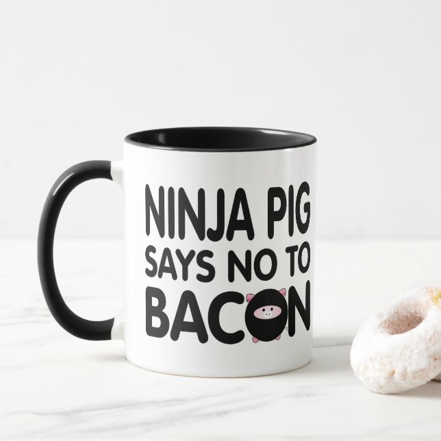 Taza Gracioso cerdo Ninja dice no a Bacon (Con donut)