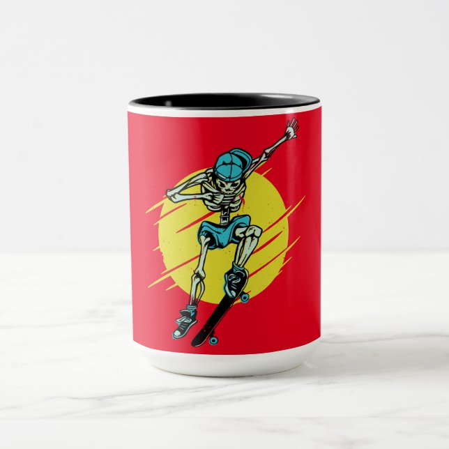 Taza Gracioso diseño Skeleton Skateboarding (Centro)