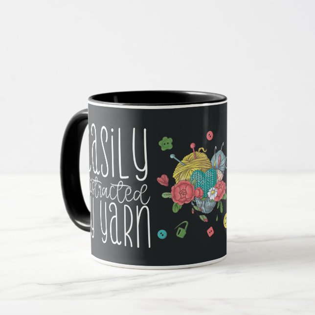 Taza Gracioso distrado fácilmente por Yarn Crochet Mug (Anverso izquierdo)