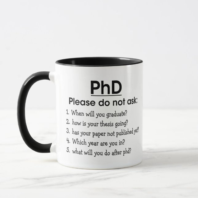 Taza Gracioso doctorado académico, por favor no pregunt (Izquierda)