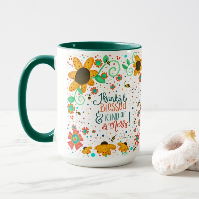 Taza Gracioso floral de Bonito bendecido por una cita d (Con donut)