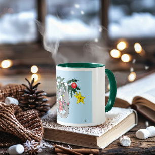 Taza Gracioso gato colgante de árbol de Navidad