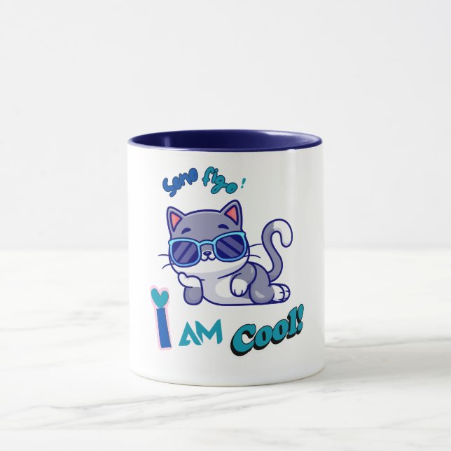 Taza Gracioso gato con gafas de sol Soy Guay (Centro)
