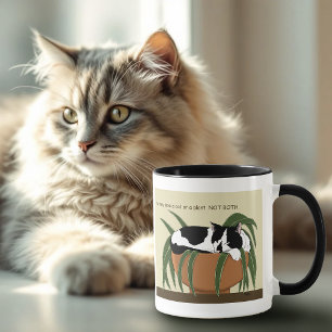 Taza Gracioso gato de planta blanca negra