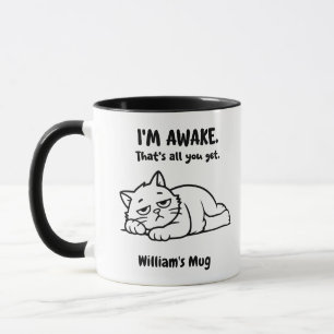 Taza Gracioso gato flojo - Personalizado estoy despiert