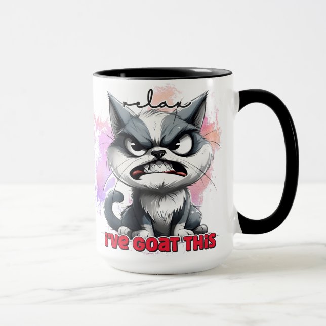 Taza Gracioso gato gruñón (Derecha)