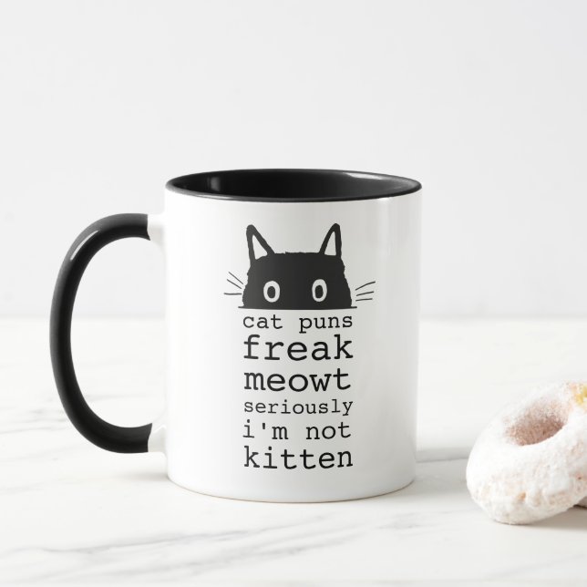 Taza Gracioso gato humorístico de los puntitos Freak Me (Con donut)