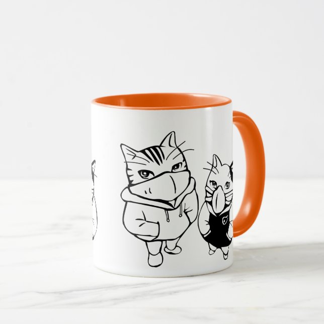 Taza Gracioso gato lindo con máscara de cara - Línea lú (Anverso derecho)
