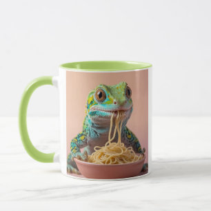 Taza Gracioso Gecko comiendo Spaghetti