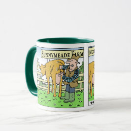 Taza Gracioso granjero lechero en granja día abierto