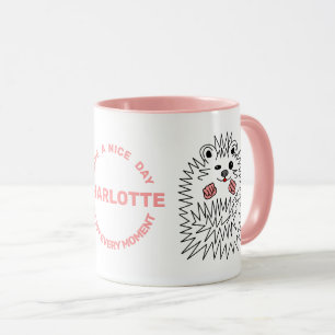 Taza Gracioso Hedgehog. Ten Un Buen Día Y Tu Nombre