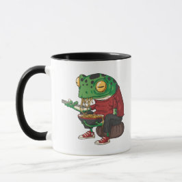 Taza Gracioso ilustracion de arte de rana comiendo rame