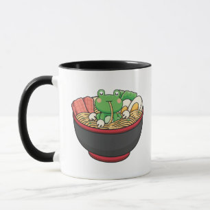 Taza Gracioso ilustracion de arte de rana comiendo rame