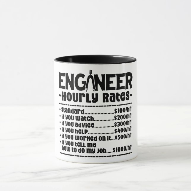 Taza Gracioso ingeniero por hora (Centro)