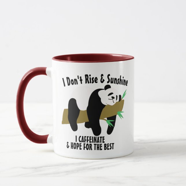 Taza Gracioso Lazy Panda Puns Tee, Rise & Sunshine (Izquierda)