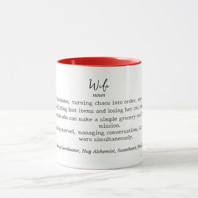 Taza Gracioso Mug Personalizado de Definición de Esposa (Centro)