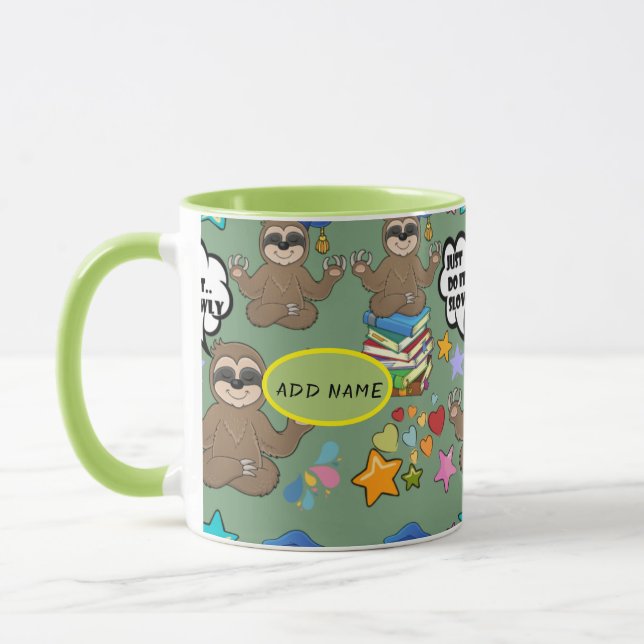 Taza Gracioso patrón verde de eslogan lindo sólo hágalo (Izquierda)