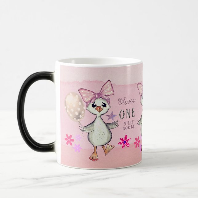 Taza Gracioso Personalizado Rosa Silly Goose Primer cum (Izquierda)