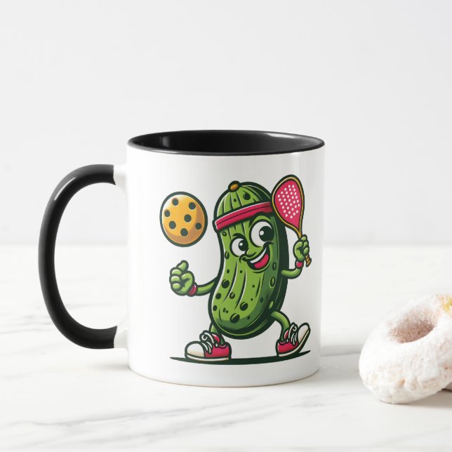 Taza Gracioso pickle jugando pickleball (Con donut)