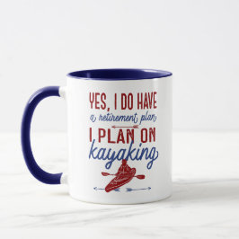 Taza Gracioso plan de retiro kayak rojo y azul