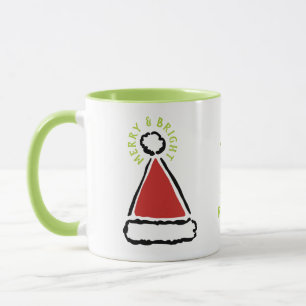 Taza Gracioso Red Santa Hat Merry y tipografía brillant