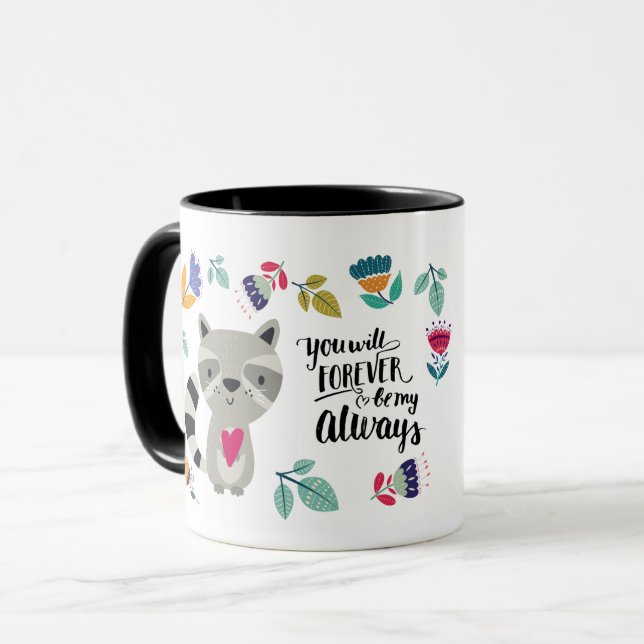 Taza Gracioso regalo de El día de San Valentín Raccoon (Anverso izquierdo)