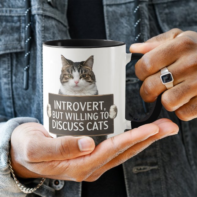 Taza Gracioso Rótulo de Gatos Introvertidos (Subido por el creador)