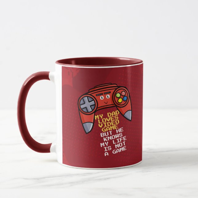 Taza Gracioso saludo del Día del Padre con Goystick Roj (Izquierda)