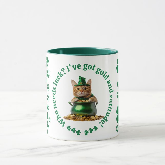 Taza Gracioso San Patricio Mug - Leprechaun Cat (Centro)