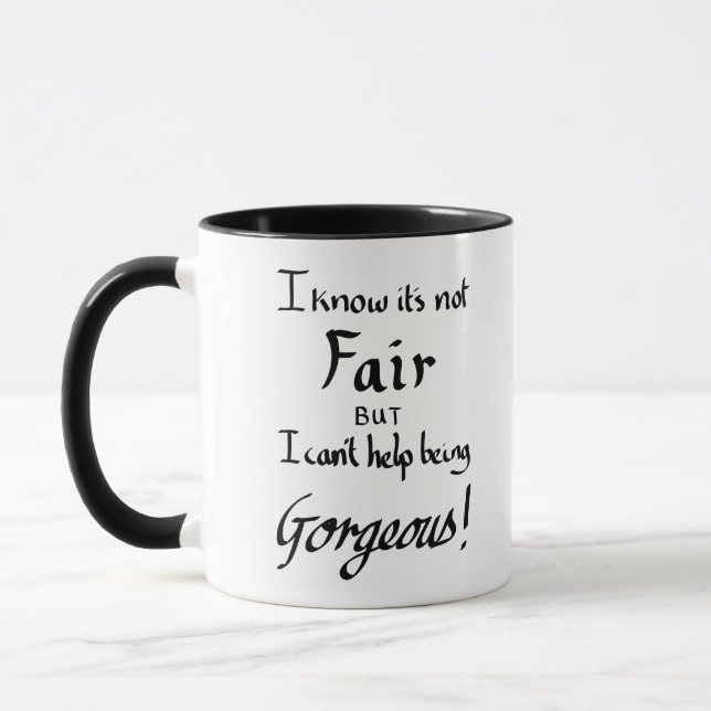 Taza Gracioso ser guapo sarcasmo humor eslogan negro (Izquierda)
