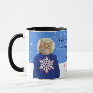 Taza Gracioso Su Gato En Navidades Feo Dulce Foto