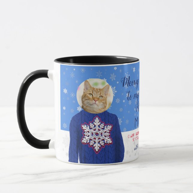 Taza Gracioso Su Gato En Navidades Feo Dulce Foto (Izquierda)