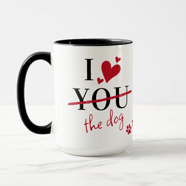 Taza Gracioso Te Amo Perro San Valentín Mascota Foto (Izquierda)