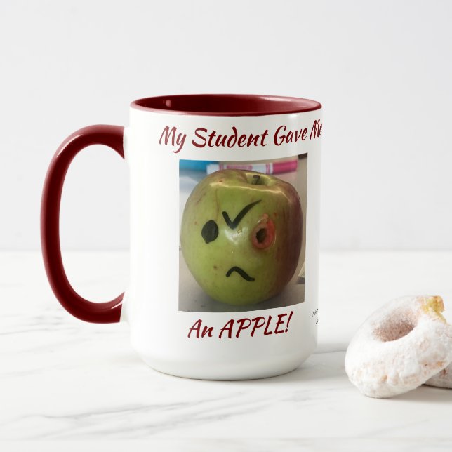 Taza Gracioso VERDE y ROJO 'Apple from My Student'' (Con donut)
