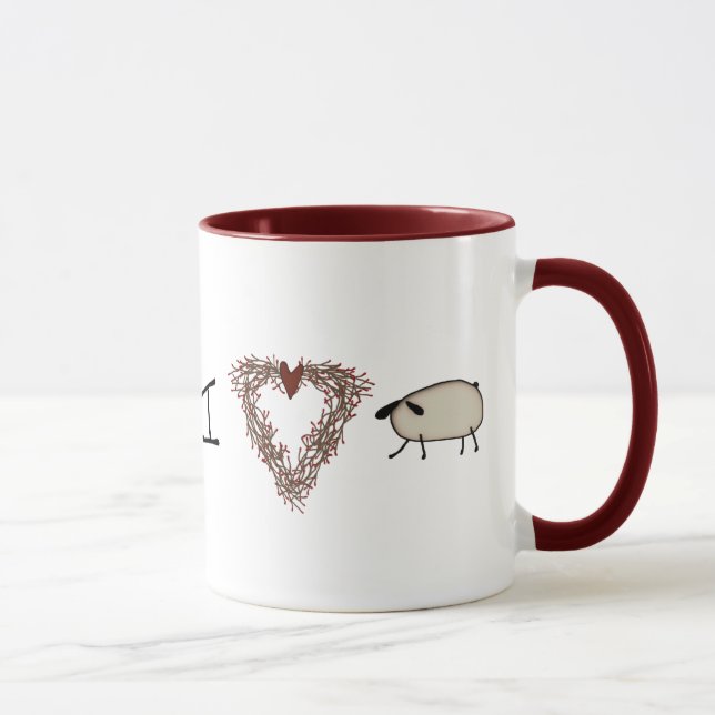 Taza Gracioso Yo Corazón Ewe Mug (Derecha)