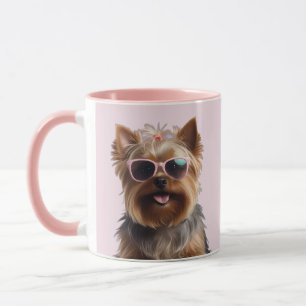 Taza Gracioso Yorkshire Terrier Con Gafas De Sol