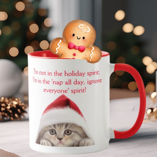 Taza Graciosos Navidades sarcásticos de Cat Santa Hat e (Subido por el creador)