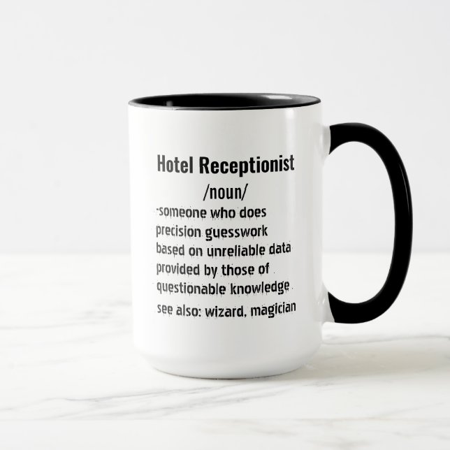 Taza Graciosos regalos de definición de hotel recepcion (Derecha)