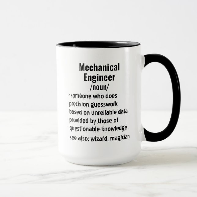 Taza Graciosos regalos de definición de ingeniero mecán (Derecha)
