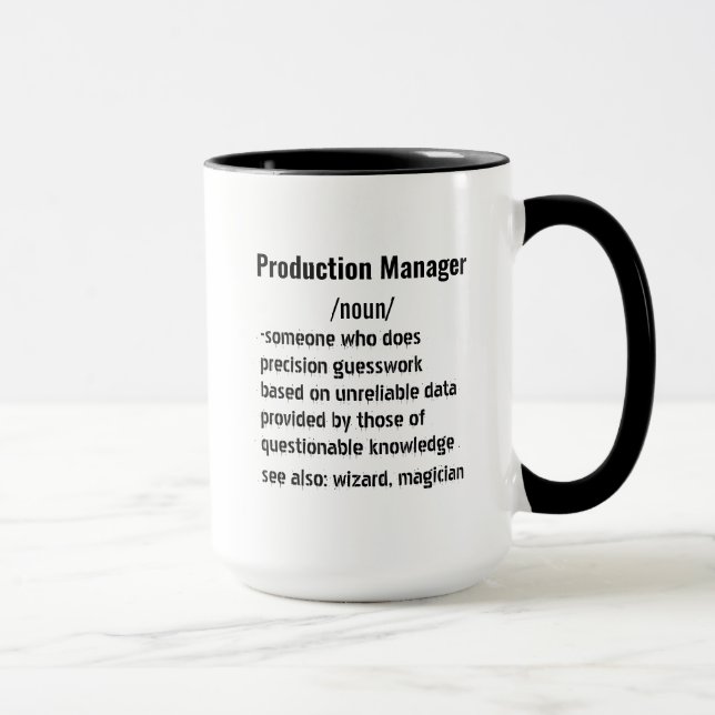Taza Graciosos regalos de definición de Production Mana (Derecha)