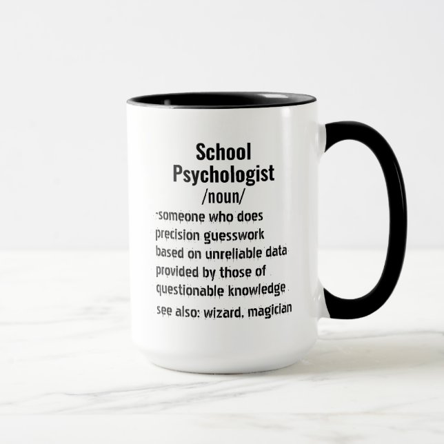 Taza Graciosos regalos de definición de psicólogo escol (Derecha)