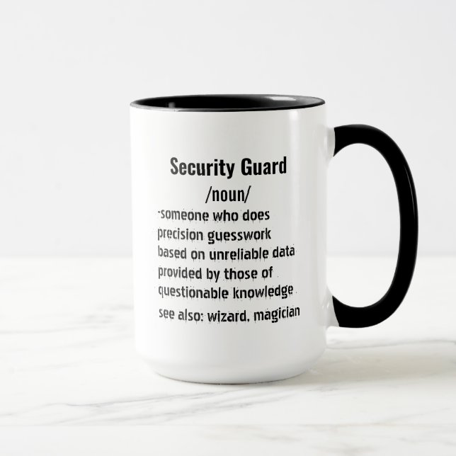Taza Graciosos regalos de definición de Security Guard (Derecha)
