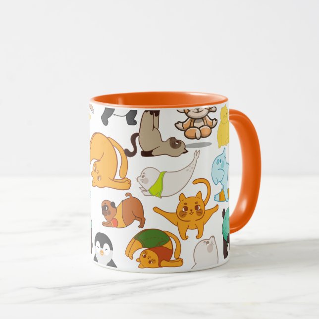 Taza graciosos Yoga Poses Con Animales (Anverso derecho)