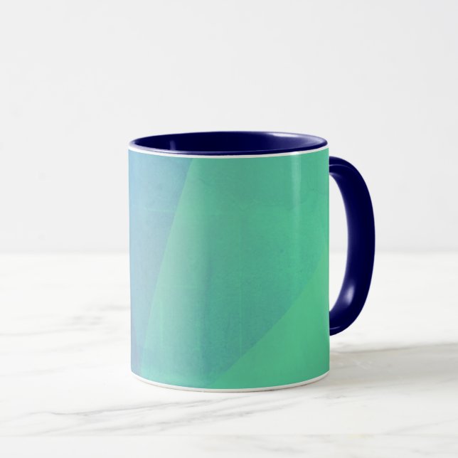 Taza Gradación Geométrica Moderna De Agua Azul Y Turque (Anverso derecho)