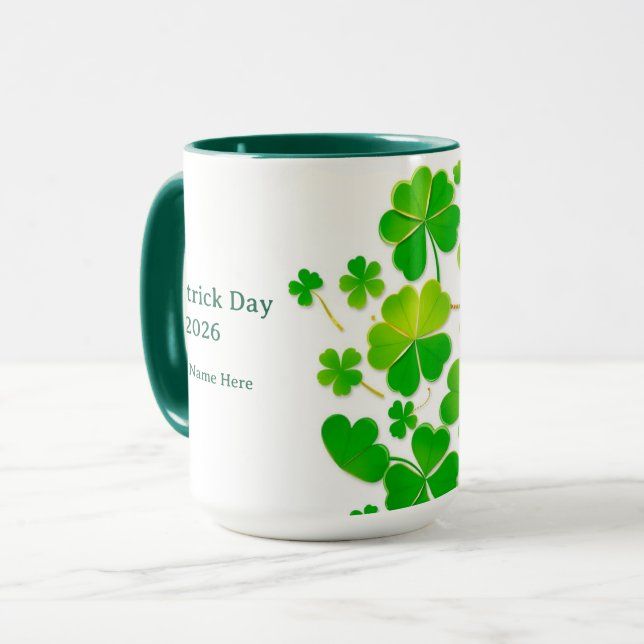 Taza Gradient Green Layered Shamrock Gold Lucky (Anverso izquierdo)
