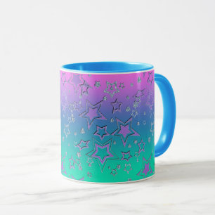 Taza gradiente de Navidad brillo brillo confeti estrell