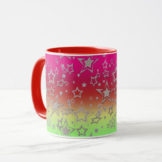 Taza gradiente de Navidad brillo brillo confeti estrell (Anverso izquierdo)