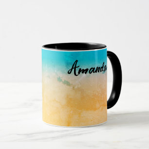 Taza Gradiente ombre coral rubor beige azul suave difum