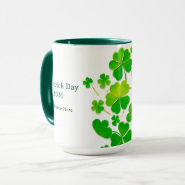 Taza Gradiente Verde Trébol en Camadas Suerte Dorada