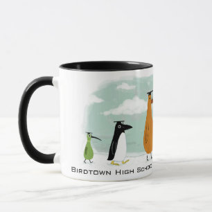 Taza Graduación de aves divertidas con texto Personali